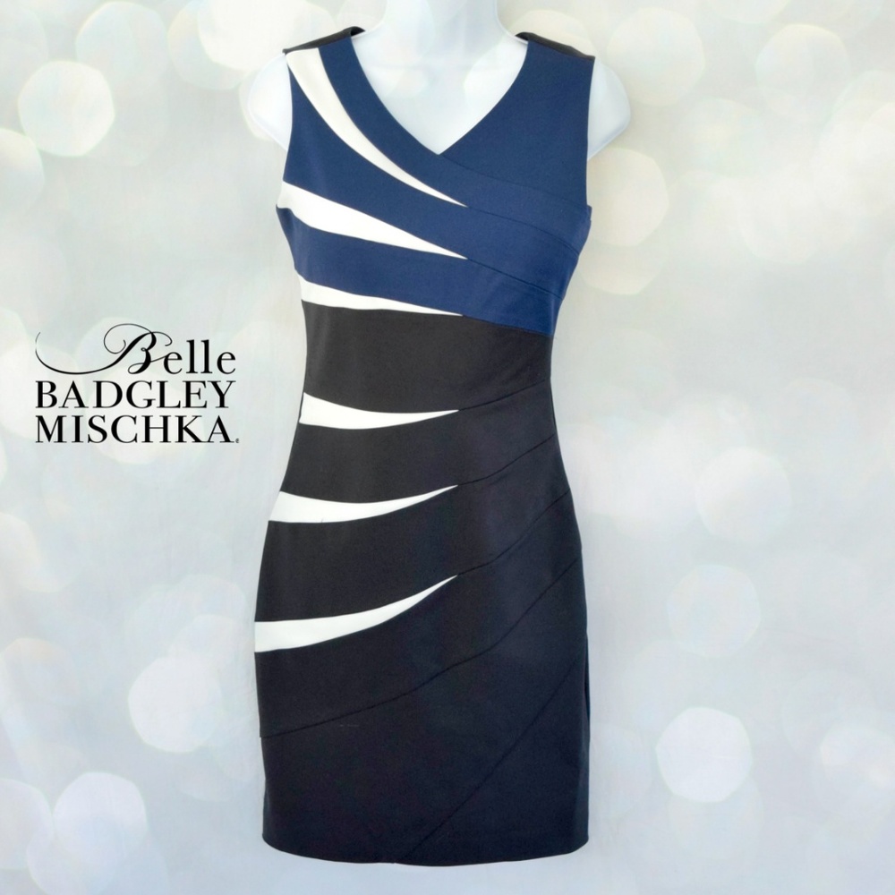 Belle Badgley Mischka Colorblock Sheath Dress